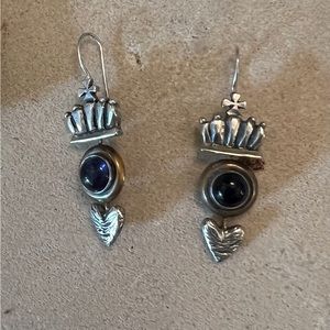 925 New Orleans KV CROSS CROWN & HEART W CABOCHON STONES